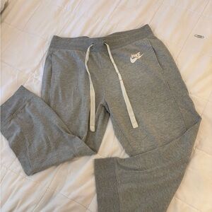 Nike Gray Tapered Sweatpants with Drawstring